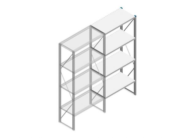 Aanbouwsectie Nedcon SF Legbordstelling 2200x970x500mm hxbxd 4 niveaus Metaal Verzinkt 200kg Enkel