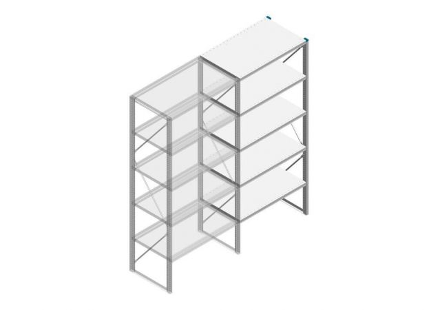Aanbouwsectie Nedcon SF Legbordstelling 2200x970x600mm hxbxd 5 niveaus Metaal Verzinkt 200kg Enkel