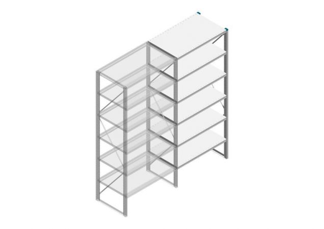Aanbouwsectie Nedcon SF Legbordstelling 2200x970x600mm hxbxd 6 niveaus Metaal Verzinkt 200kg Enkel
