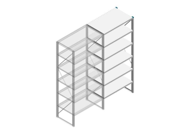 Aanbouwsectie Nedcon SF Legbordstelling 2200x970x600mm hxbxd 6 niveaus Metaal Verzinkt 200kg Enkel