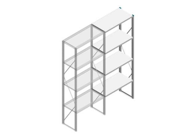 Aanbouwsectie Nedcon SF Legbordstelling 2500x970x500mm hxbxd 4 niveaus Metaal Verzinkt 80kg Enkel