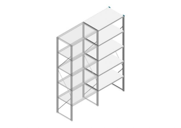 Aanbouwsectie Nedcon SF Legbordstelling 2500x970x600mm hxbxd 5 niveaus Metaal Verzinkt 200kg Enkel