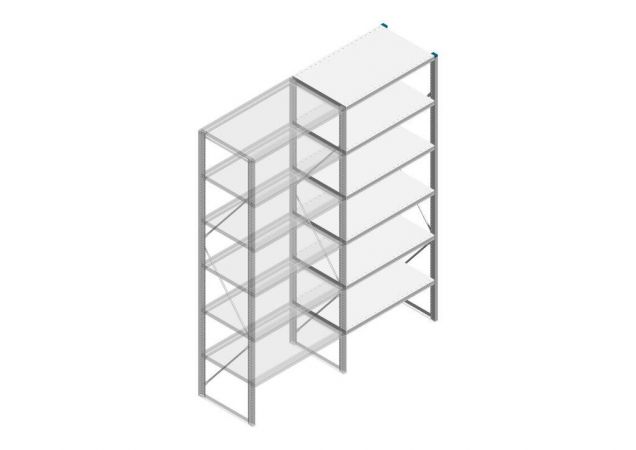 Aanbouwsectie Nedcon SF Legbordstelling 2500x970x600mm hxbxd 6 niveaus Metaal Verzinkt 200kg Enkel