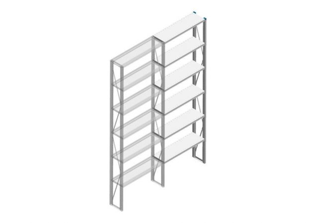 Aanbouwsectie Nedcon SF Legbordstelling 3000x970x300mm hxbxd 6 niveaus Metaal Verzinkt 85kg Enkel