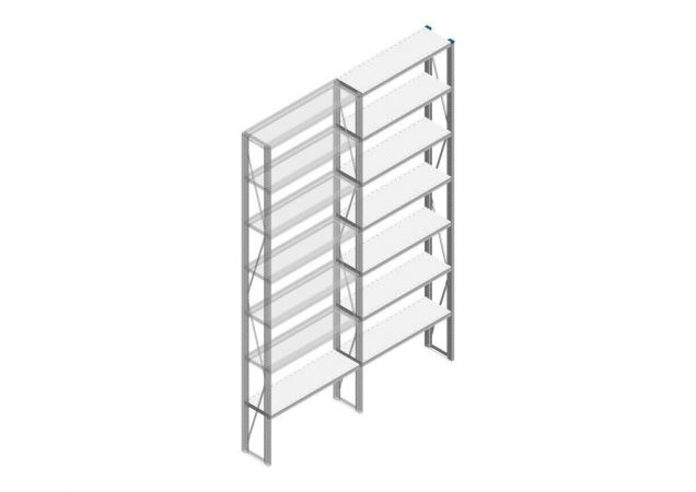 Aanbouwsectie Nedcon SF Legbordstelling 3000x970x300mm hxbxd 7 niveaus Metaal Verzinkt 200kg Enkel