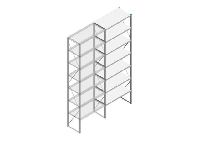 Aanbouwsectie Nedcon SF Legbordstelling 3000x970x500mm hxbxd 7 niveaus Metaal Verzinkt 200kg Enkel
