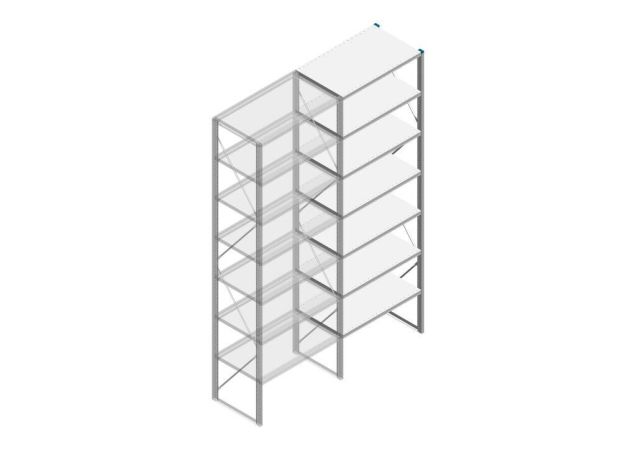 Aanbouwsectie Nedcon SF Legbordstelling 3000x970x600mm hxbxd 7 niveaus Metaal Verzinkt 200kg Enkel