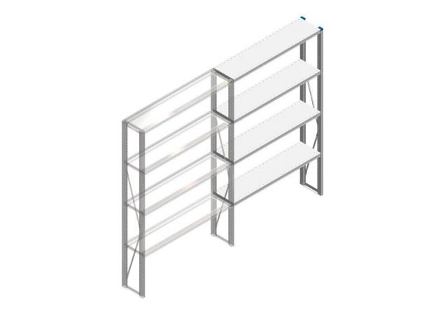 Aanbouwsectie Nedcon SF Legbordstelling 2000x1270x300mm hxbxd 4 niveaus Metaal Verzinkt 175kg Enkel