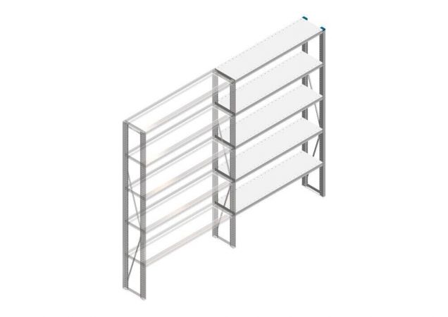 Aanbouwsectie Nedcon SF Legbordstelling 2000x1270x300mm hxbxd 5 niveaus Metaal Verzinkt 175kg Enkel