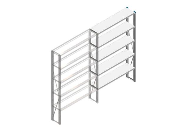 Aanbouwsectie Nedcon SF Legbordstelling 2000x1270x300mm hxbxd 5 niveaus Metaal Verzinkt 70kg Enkel