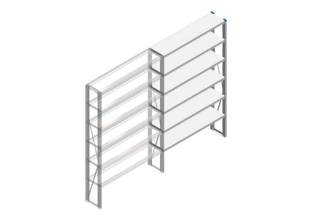Aanbouwsectie Nedcon SF Legbordstelling 2000x1270x300mm hxbxd 6 niveaus Metaal Verzinkt 175kg Enkel