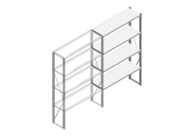 Aanbouwsectie Nedcon SF Legbordstelling 2000x1270x400mm hxbxd 4 niveaus Metaal Verzinkt 65kg Enkel