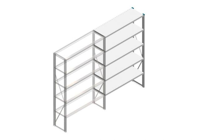 Aanbouwsectie Nedcon SF Legbordstelling 2000x1270x400mm hxbxd 5 niveaus Metaal Verzinkt 175kg Enkel
