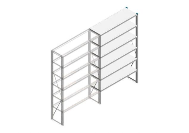 Aanbouwsectie Nedcon SF Legbordstelling 2000x1270x400mm hxbxd 6 niveaus Metaal Verzinkt 175kg Enkel