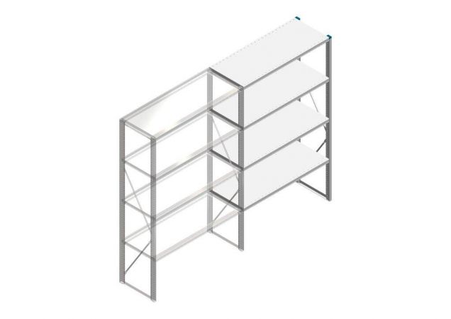 Aanbouwsectie Nedcon SF Legbordstelling 2000x1270x500mm hxbxd 4 niveaus Metaal Verzinkt 60kg Enkel