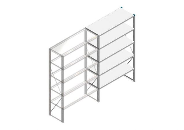 Aanbouwsectie Nedcon SF Legbordstelling 2000x1270x500mm hxbxd 5 niveaus Metaal Verzinkt 175kg Enkel