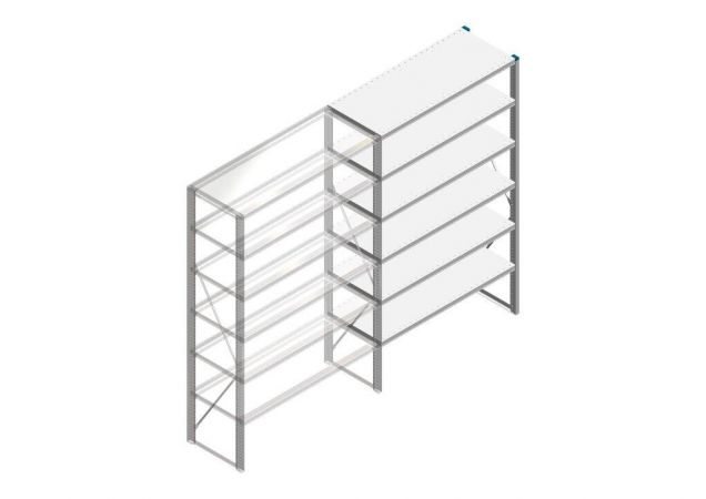 Aanbouwsectie Nedcon SF Legbordstelling 2000x1270x500mm hxbxd 6 niveaus Metaal Verzinkt 175kg Enkel