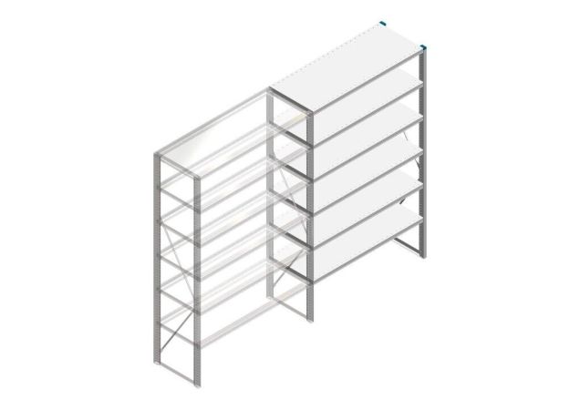 Aanbouwsectie Nedcon SF Legbordstelling 2000x1270x500mm hxbxd 6 niveaus Metaal Verzinkt 175kg Enkel