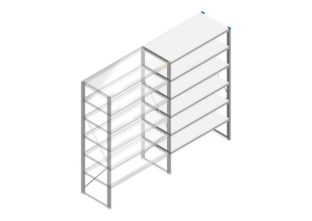 Aanbouwsectie Nedcon SF Legbordstelling 2000x1270x600mm hxbxd 6 niveaus Metaal Verzinkt 175kg Enkel