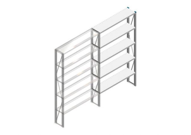 Aanbouwsectie Nedcon SF Legbordstelling 2200x1270x300mm hxbxd 5 niveaus Metaal Verzinkt 70kg Enkel