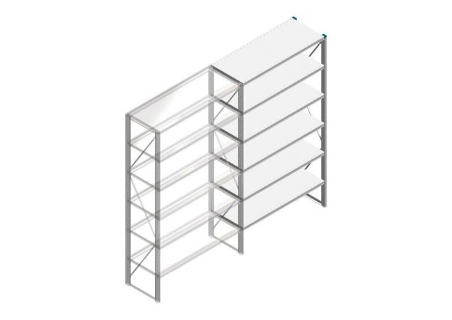 Aanbouwsectie Nedcon SF Legbordstelling 2200x1270x500mm hxbxd 6 niveaus Metaal Verzinkt 60kg Enkel