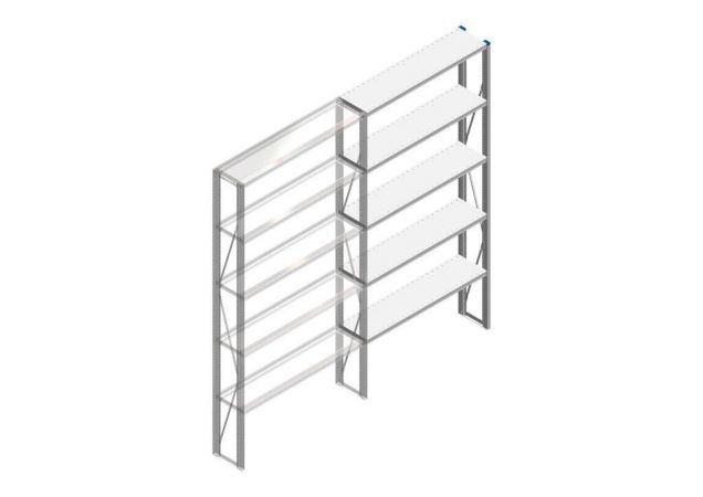 Aanbouwsectie Nedcon SF Legbordstelling 2500x1270x300mm hxbxd 5 niveaus Metaal Verzinkt 175kg Enkel