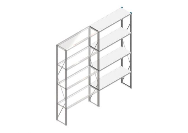 Aanbouwsectie Nedcon SF Legbordstelling 2500x1270x400mm hxbxd 4 niveaus Metaal Verzinkt 65kg Enkel