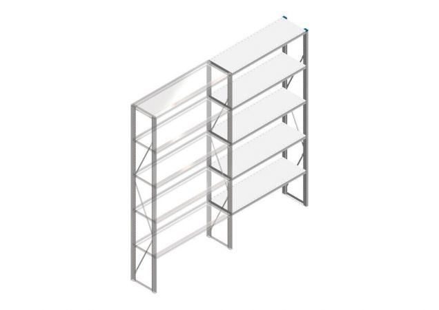Aanbouwsectie Nedcon SF Legbordstelling 2500x1270x400mm hxbxd 5 niveaus Metaal Verzinkt 175kg Enkel