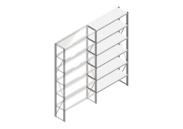 Aanbouwsectie Nedcon SF Legbordstelling 2500x1270x400mm hxbxd 6 niveaus Metaal Verzinkt 65kg Enkel