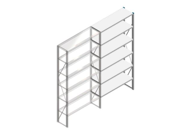Aanbouwsectie Nedcon SF Legbordstelling 2500x1270x400mm hxbxd 6 niveaus Metaal Verzinkt 65kg Enkel