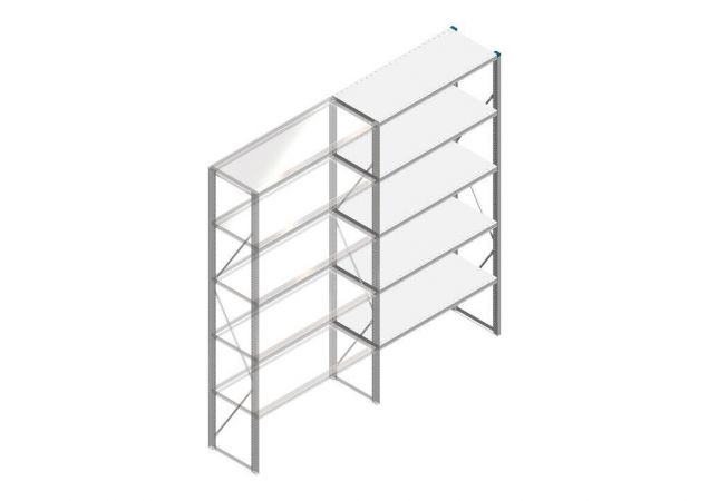 Aanbouwsectie Nedcon SF Legbordstelling 2500x1270x500mm hxbxd 5 niveaus Metaal Verzinkt 175kg Enkel