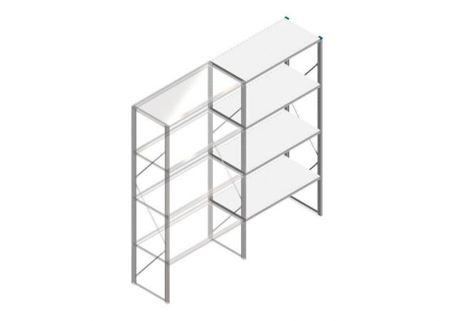 Aanbouwsectie Nedcon SF Legbordstelling 2500x1270x600mm hxbxd 4 niveaus Metaal Verzinkt 175kg Enkel