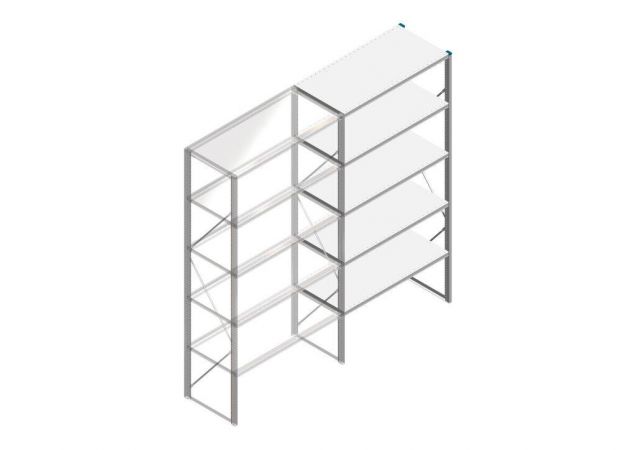 Aanbouwsectie Nedcon SF Legbordstelling 2500x1270x600mm hxbxd 5 niveaus Metaal Verzinkt 175kg Enkel