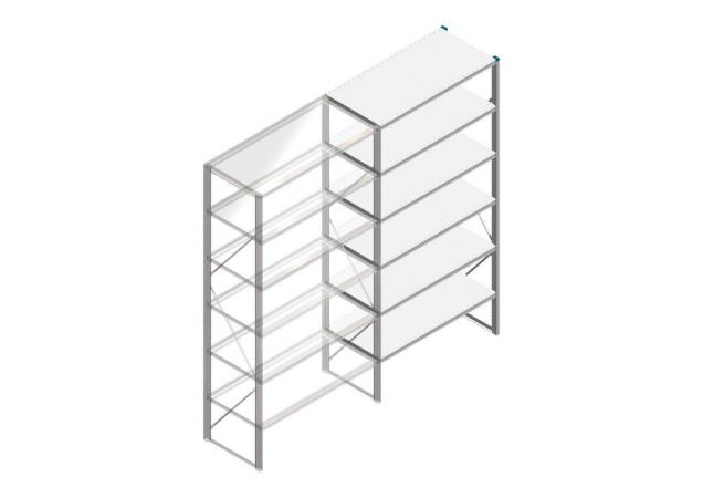 Aanbouwsectie Nedcon SF Legbordstelling 2500x1270x600mm hxbxd 6 niveaus Metaal Verzinkt 60kg Enkel