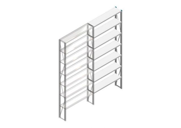 Aanbouwsectie Nedcon SF Legbordstelling 3000x1270x300mm hxbxd 7 niveaus Metaal Verzinkt 175kg Enkel
