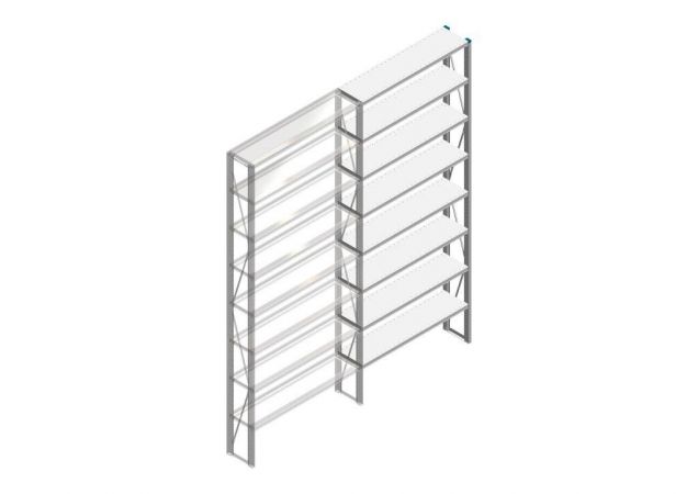 Aanbouwsectie Nedcon SF Legbordstelling 3000x1270x300mm hxbxd 8 niveaus Metaal Verzinkt 70kg Enkel