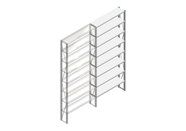 Aanbouwsectie Nedcon SF Legbordstelling 3000x1270x300mm hxbxd 8 niveaus Metaal Verzinkt 70kg Enkel
