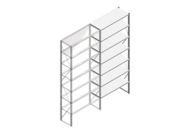 Aanbouwsectie Nedcon SF Legbordstelling 3000x1270x500mm hxbxd 7 niveaus Metaal Verzinkt 175kg Enkel