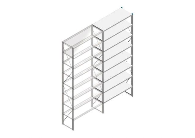 Aanbouwsectie Nedcon SF Legbordstelling 3000x1270x500mm hxbxd 8 niveaus Metaal Verzinkt 60kg Enkel