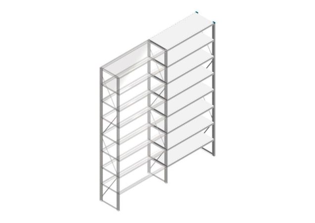 Aanbouwsectie Nedcon SF Legbordstelling 3000x1270x500mm hxbxd 8 niveaus Metaal Verzinkt 60kg Enkel