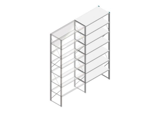 Aanbouwsectie Nedcon SF Legbordstelling 3000x1270x600mm hxbxd 7 niveaus Metaal Verzinkt 175kg Enkel