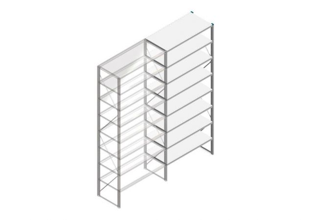 Aanbouwsectie Nedcon SF Legbordstelling 3000x1270x600mm hxbxd 8 niveaus Metaal Verzinkt 175kg Enkel