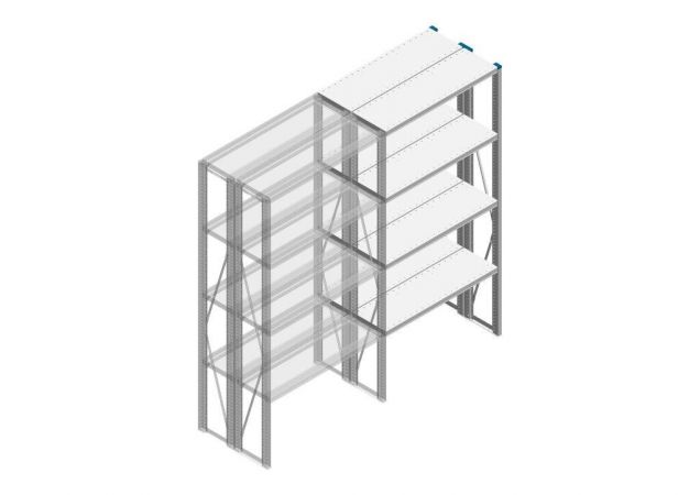 Aanbouwsectie Nedcon SF Legbordstelling 2000x970x600mm hxbxd 4 niveaus Metaal Verzinkt 200kg Dubbel