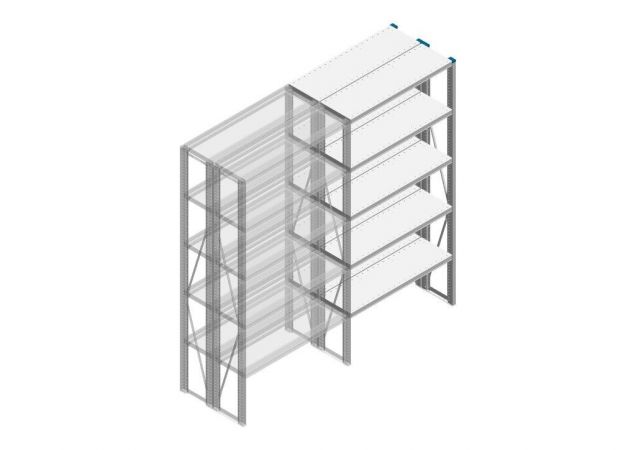 Aanbouwsectie Nedcon SF Legbordstelling 2000x970x600mm hxbxd 5 niveaus Metaal Verzinkt 200kg Dubbel
