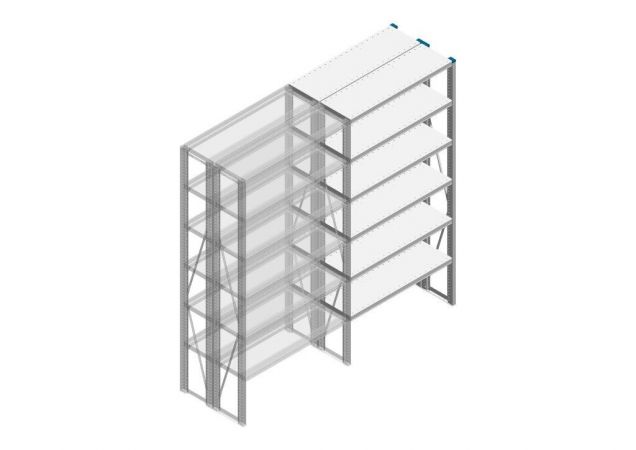 Aanbouwsectie Nedcon SF Legbordstelling 2000x970x600mm hxbxd 6 niveaus Metaal Verzinkt 85kg Dubbel