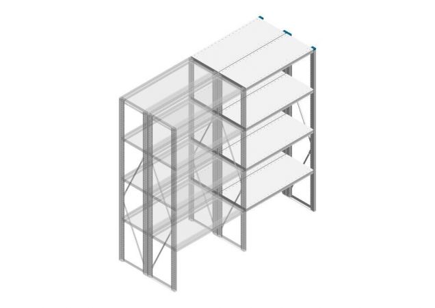 Aanbouwsectie Nedcon SF Legbordstelling 2000x970x800mm hxbxd 4 niveaus Metaal Verzinkt 200kg Dubbel