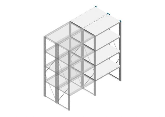 Aanbouwsectie Nedcon SF Legbordstelling 2000x970x1000mm hxbxd 4 niveaus Metaal Verzinkt 200kg Dubbel