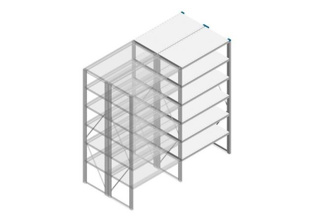 Aanbouwsectie Nedcon SF Legbordstelling 2000x970x1000mm hxbxd 6 niveaus Metaal Verzinkt 80kg Dubbel