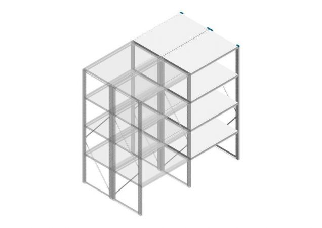 Aanbouwsectie Nedcon SF Legbordstelling 2000x970x1200mm hxbxd 4 niveaus Metaal Verzinkt 200kg Dubbel