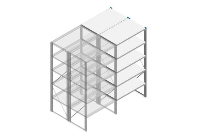 Aanbouwsectie Nedcon SF Legbordstelling 2000x970x1200mm hxbxd 5 niveaus Metaal Verzinkt 200kg Dubbel